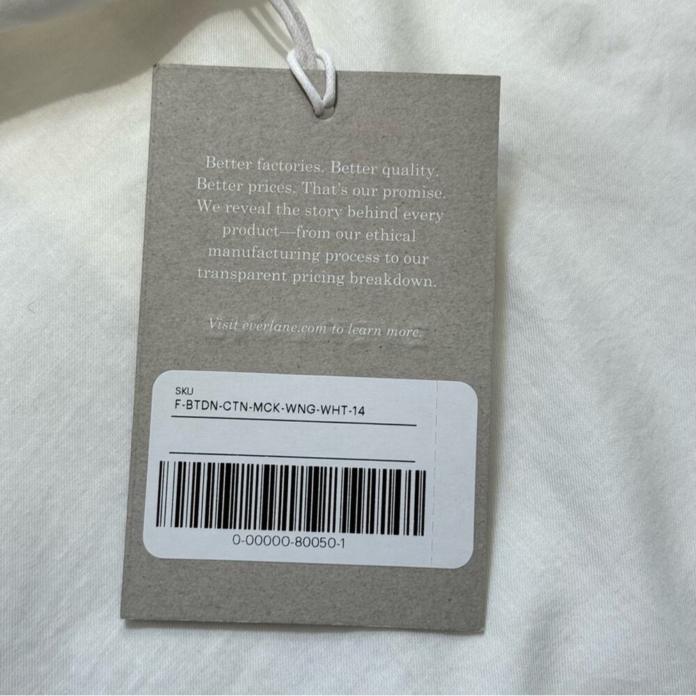 Everlane The Wing-Shoulder White Mockneck Long Puff Sleeve Pullover Top Size 14 - Picture 11 of 14